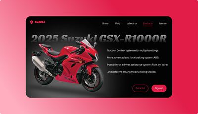 Suzuki Motorcycle Landing Page ui