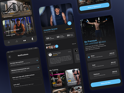 Fitness app UI screen design. app screen branding creative design fitness app graphic design gym landing page minimal mobile app mordan template ui ui design ux uxui workout
