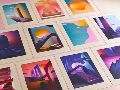 Coming Home - Printed coming home design home illustration print set design stairs sun vector vibrant