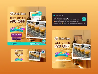 Cafe Zero Promotion app branding coffee design flat food delivery graphic design illustration logo minimal push notifications shop social media ui vector