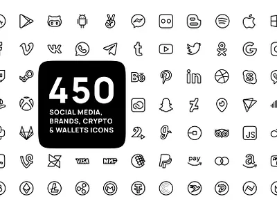 Popular Social media, Brands, Payment systems, Crypto and wallet application icons cryptocurrencies icon bundle instagram icons line art line icons logo logotype payment icon payment methods social social media social media icons system thin line wallets