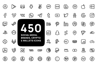 Popular Social media, Brands, Payment systems, Crypto and wallet application icons cryptocurrencies icon bundle instagram icons line art line icons logo logotype payment icon payment methods social social media social media icons system thin line wallets