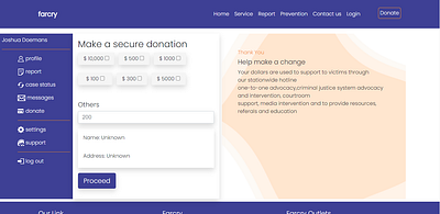 A Profile donation page ui