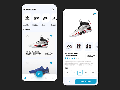 Shoes app addidas android androidapp appui ios iosdesign nike productdesign reebok shoeapp shoes sneaker uiux