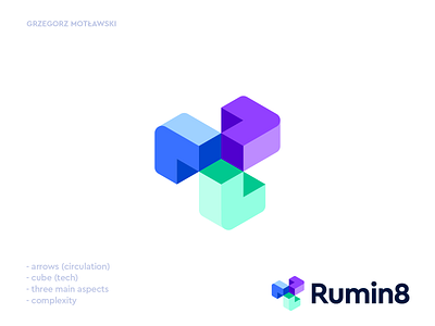 Rumin8 logo concept rounded abstract atmosphere brand design brand identity branding climate climate tech colorful logo creative logo icon logo logo design logomark logotype mark methane reduction methane removal symbol