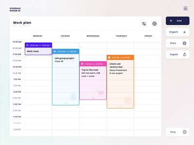 Schedule UI design schedule ui week plan