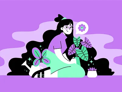 🌿 All my friends are plants design flowers girl illustration plants vector