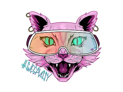 Snowboarding Sticker Art adobeillustrator art cat color design female girl power graphic design iillustration lettering nature snowboarding sport sticker winter