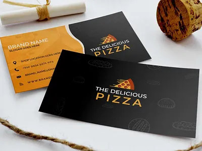 Free Pizza Card Mockup branding business card design free illustration logo mockup pizza typography ui ux vector
