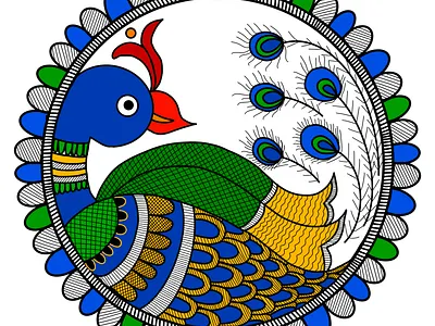 Madhubani Peacock design digitalartist illustration indianart indianarttraditional indiandigitalartist ipadart logo madhubani procreate