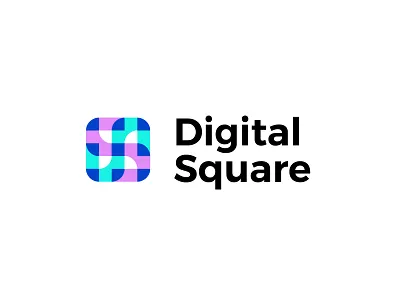 Digital square 4 abstract bold branding design digital geometric logo logodesign modern simple