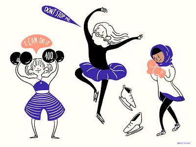 You Go Girl accessibility bodybuilder boxing collection dance equality figma girl girls ice skating illustrations inclusione inspiration kids png ui woman at work women