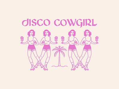 Disco Cowgirl cowgirl custom lettering disco merchandise miami roller disco roller skates rollerblading shirt t shirt