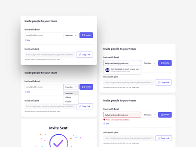Invite Members dailyui dailyuichallenge design invite invite link invite members invite team modal modal success ui