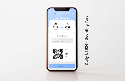 Daily UI 024 - Boarding Pass 024 airlines app application avion boarding pass bouton carte embarquement daily ui 024 dailyui design flight fly graphic design plane qr code travel ui vol voyage