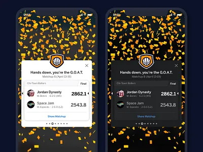 ESPN Fantasy Matchup Recap alert app app design baseball basketball confetti espn fantasy baseball fantasy basketball fantasy football fantasy hockey fantasy sports matchup mobile mobile design modal product design sports ui ux
