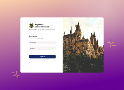 Sign up page - desktop daily dailyui design harry potter ui ux