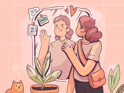 hi there cat character illustration illustrator selflove woman