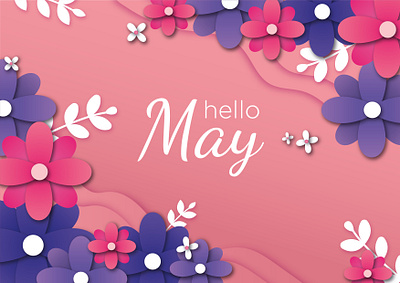 Hello May background design flowers graphic design illustration may spring