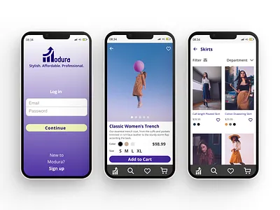Mobile clothing app screen mockups app design icon ui