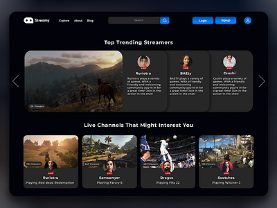 Live Streaming Platform Design UI/UX live streaming