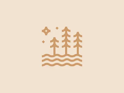 Forest adventure branding camp campground camping design forest geometric icon icons logo nature night outdoors outside river sky stars trees woods