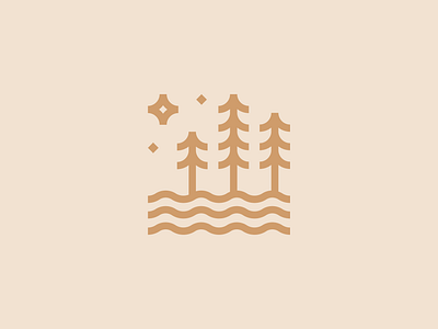 Forest adventure branding camp campground camping design forest geometric icon icons logo nature night outdoors outside river sky stars trees woods