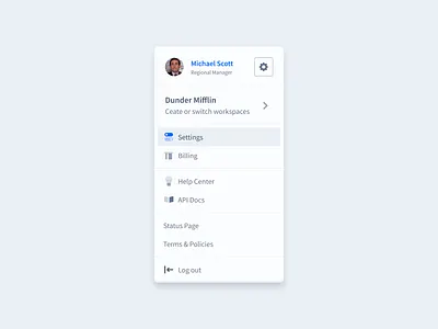 User Menu designsystem menu ui user profile userinterface usermenu ux