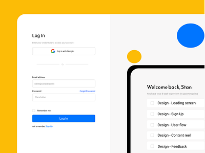 Log In Simple Google Design log in web page ui