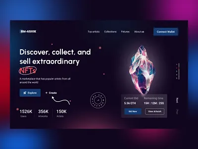 NFTs Marketplace Website Header Explanation adobe xd agency landing page branding design digital agency figma graphic design logo minimal clean design photoshop design sketch template ui ux uxdesign web design website