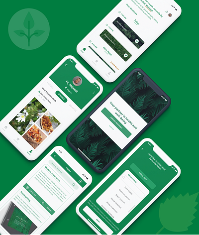 12 leaf diary app app design design health herbl medicine logo mobile app design ui ui design uiux user interface user interface design