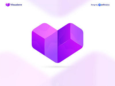 "Visualove" Love abstract logo symbol design abstract branding design flat icon illustration logo logo mark love modern typography v letter vector