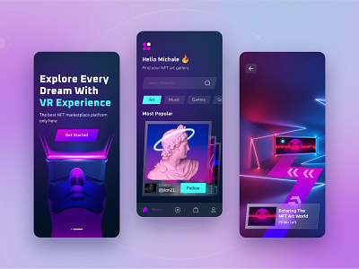 NFT Metaverse Mobile App 3d artist blockchain branding classic collect crypto design discover game interface mobile mobile app museum netaverse nft ui ux virtual vr