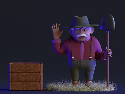 3D Character - Farmer 3d 3d blender 3d character 3d cute 3d modeling animation blender character cyberpunk design farmer illustration logo modeling modeling character