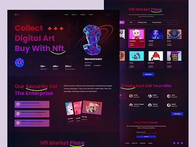 NFT Marketplace Website artist bitcion crypto art cryptoart cryptocurrency ethereum landing page nft nft landing page nft market place nft website nftart nfts token wallet web design website