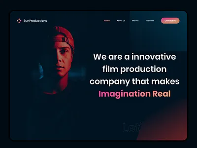 FILM PRODUCTION LANDING PAGE DESIGN CONCEPT clean design film film producer film production filmmaker website design interaction international film producer media company movie pro website design production profile page design typography ui ux video video production web website design company