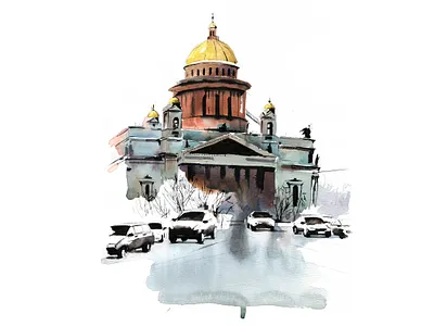 Saint Isaac's Cathedral aquarelle architecture art building city drawing illustration landscape nature painting pait productart sketch ui urban urbansketch watercolor watercolorcity watercolour watrecolorlandskape