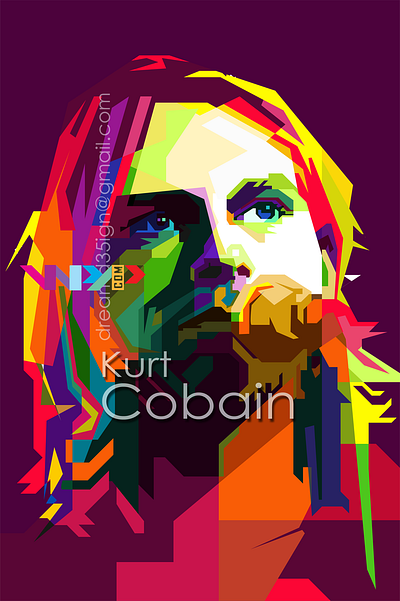 Pop art WPAP of Kurt Cobain graphic design grunge guitarist illustration kurt cobain nirvana pop art portrait retro vintage wpap