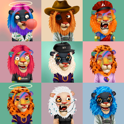 My lions for avaxlions.com NFT cartoon cg character children collection illustration kids lion nft nfts smile