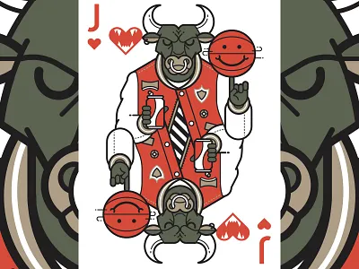 Bull Jack - HYPEBEAST PLAYING CARDS adobe adobeillustrator apparel basketball bull character chicago flat geometric hype hypebeast illustration illustrator linear playing cards poker smiley style vector vectorart