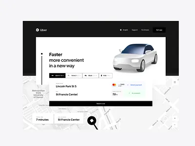Uber web clean design minimal taxi uber ui ux web web design