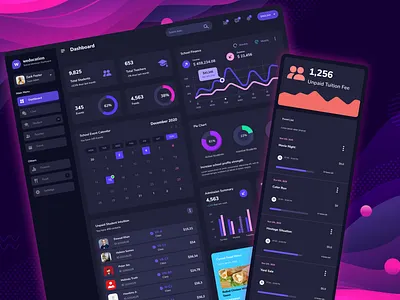 School Admin Dashboard UI Detailed admin clean ui crm dark mode dashboard design detailed graph inspiration saas school ui ui design clean uiux userexperience userinterface web web design webapp work