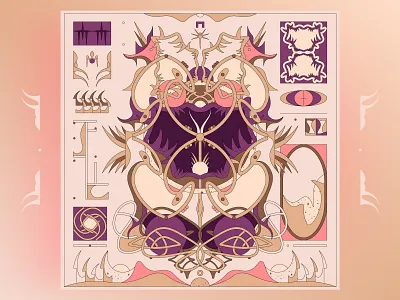 Spindle color palette colorful contemporary digital art digital artist grid illustration illustrator modern illustration spindle symbols thorns vector vector art vectorart visual art visual artist warm colors warm tones