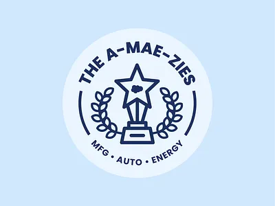 The a-MAE-zies Award Logo award badge blue branding circle flat illustration logo star trophy