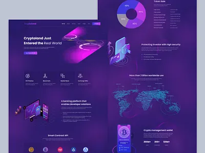 Cryptoland Landing Page adobe xd crypto cryptoland figma graphic design landing page lending page product design template ui ui ux uiux ux web design web site xd