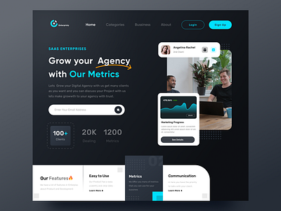 Enterprisly 🚀 - B2B Hero Landing Page b2b b2b website clean dark mode fresh hero landing page saas saas website ui ui design uiux ux web web design website website ui