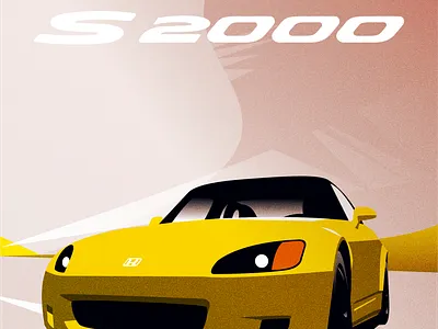 Honda S2K automotive car convertible design geometric graphic design honda illustration illustrator minimal roadster s2000 s2k simple vector vintage
