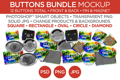 Buttons Bundle Mockups & Templates background