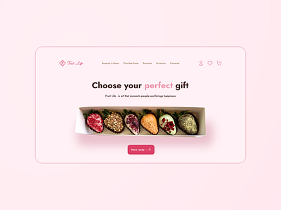 Chocolate-dipped strawberries online store candy chocolate design ecommerce figma minimal pink shop store sweet ui website