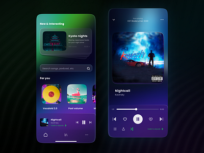 Music streaming app Concept app challenge collectui colourfull concept daily dailyui dailyui009 dark dark theme darkui design music music player neon spotify streaming ui uidesign ux